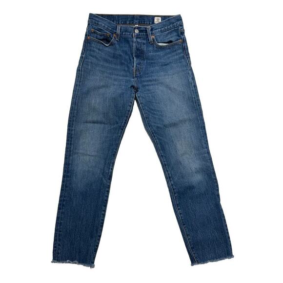 LEVI’S White Oak High Rise Button Fly Straight Leg Ankle Jean Cone Denim Size 29 - Picture 1 of 12